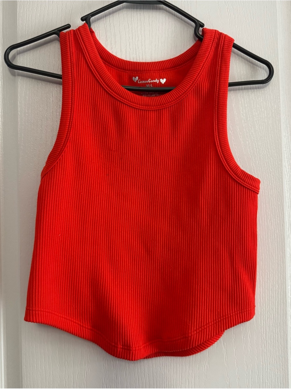 Cotton Candy Bright Red Ribbed Tank - Sleeveless Crew